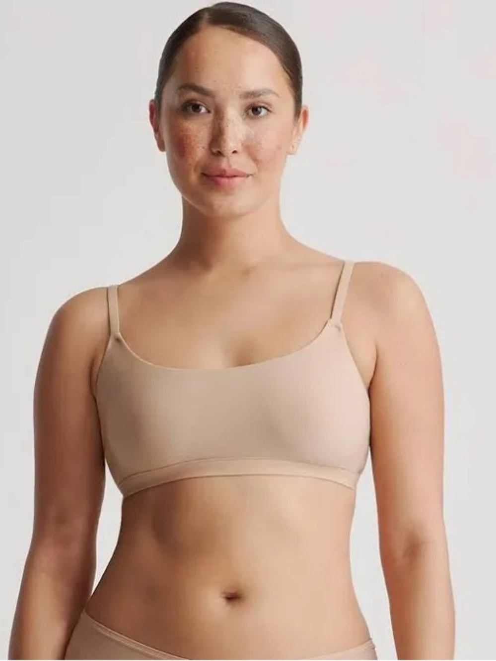 NWOT QUINCE 2 Pack Second Skin Scoop Neck Bralettes Small Sand 0538